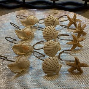 Sea Shell Shower Curtain Hooks - 12 total